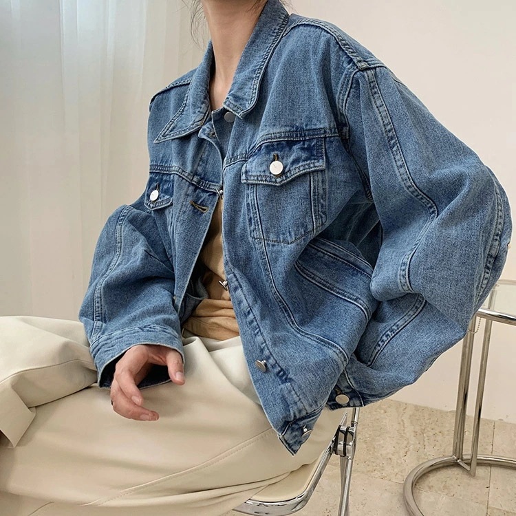 デニムジャケット レディース デニム ジャケット オーバーサイズ ゆったり レトロ ウォッシュ加工