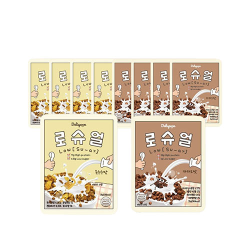 デリスプーン低糖高タンパクシリアルロシュアルカカオ味5個コーン味5個