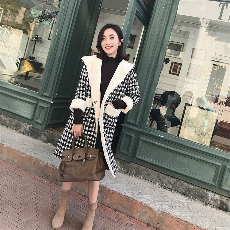 韓国人気商品 超目玉CHIC気質 韓国ファッション チェック柄 ウールコート