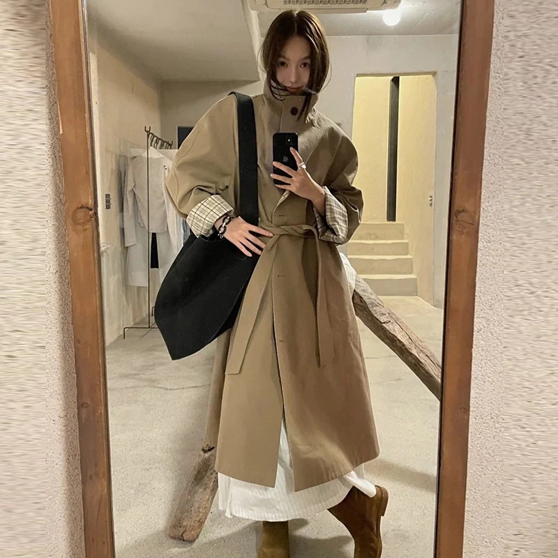【急速出荷!】トレンチコート 2025 春新作 韓国コミュニケーター 立ち襟 両面トレンチコート コート レディース 8,994円