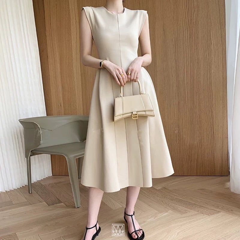 【急速出荷!】フレンチスリーブフレアワンピース 半袖 可愛い 無地 着痩せ サマーワンピース カジュアル オフィス 細魅せ美人オリジナル ワンピース 大人 上品 通勤L 20代 30代 40代