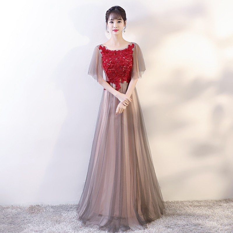 カラードレス 安い ロングドレス 演奏会 袖ありカクテルドレス 結婚式 イブニングドレス 花嫁 二次