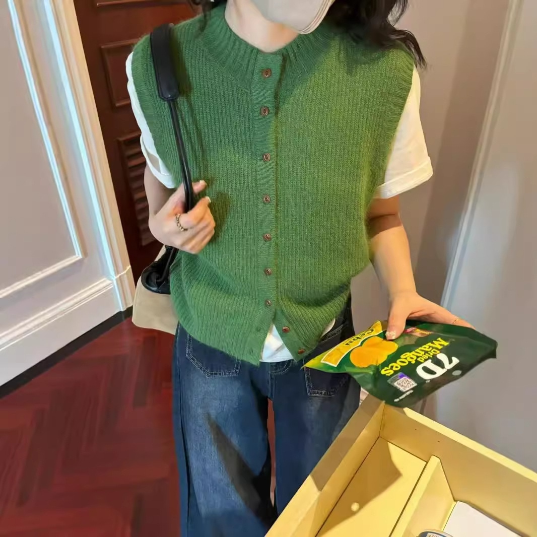 Kittin 気質カジュアルニットカーディガンベスト女性用 2024 初秋新デザインレイヤードトップ R1133