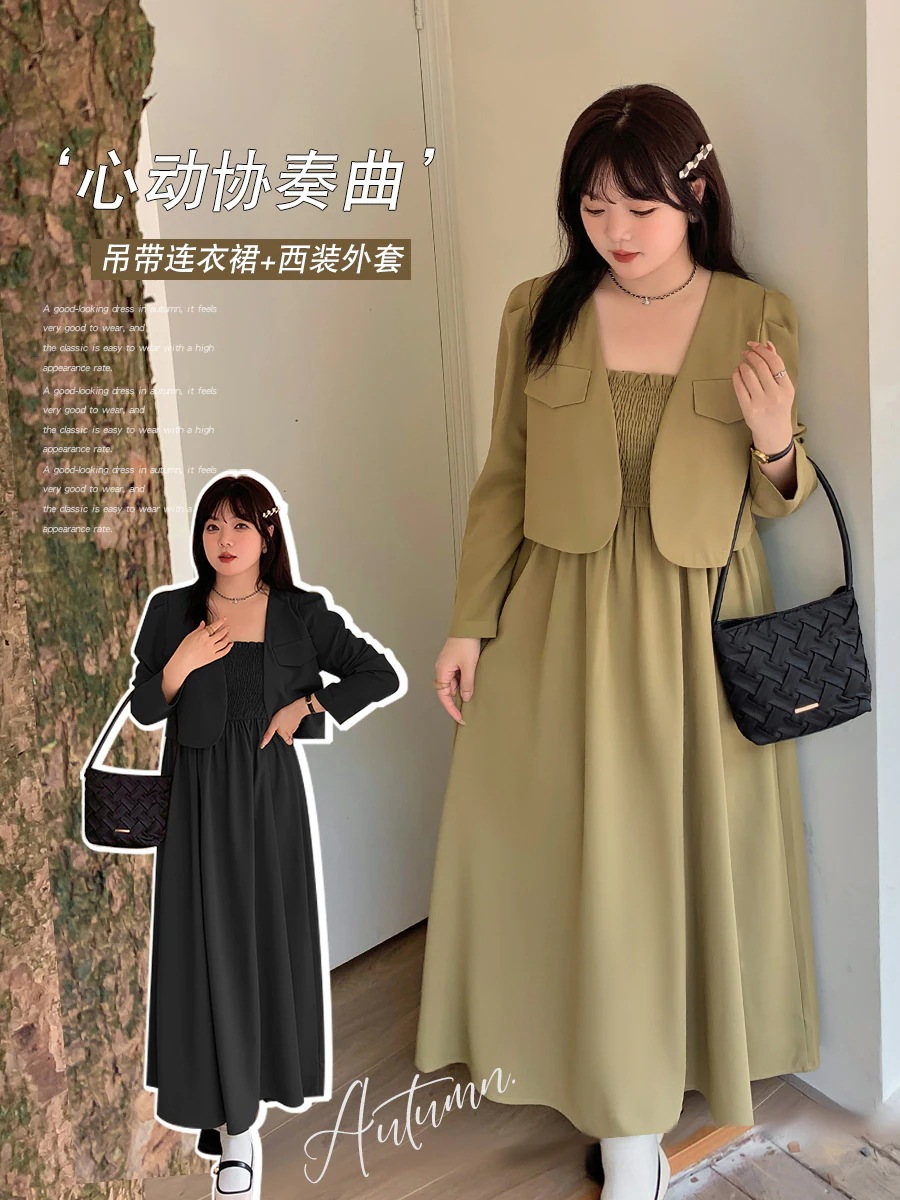 【ぽちゃまに】 2024秋新品 スーツセット スーツ キャミワンピース 大きいサイズ 体型カバー レディース セットアップ メガ割30%までに制限