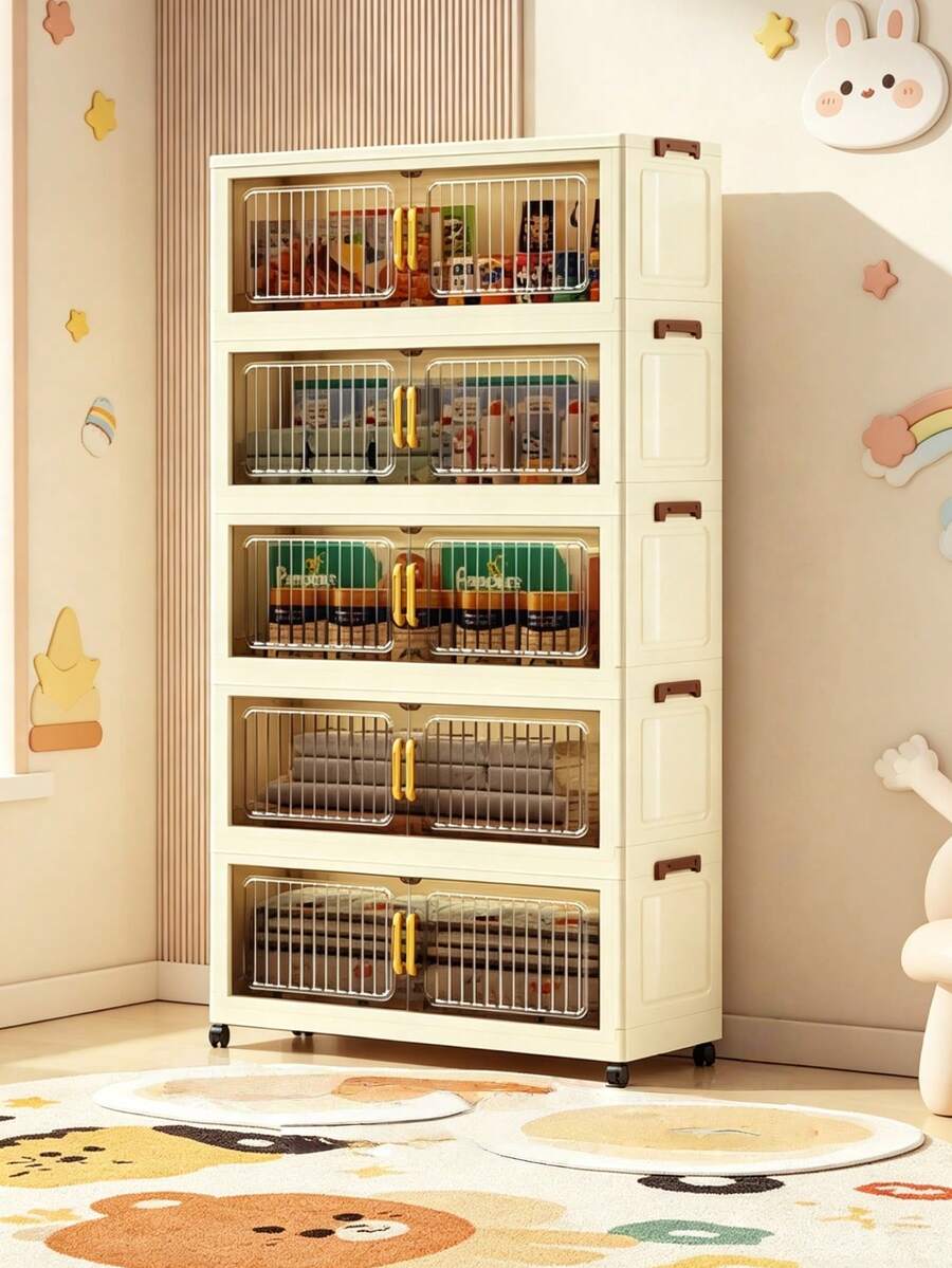 洋服やキルトの収納に便利な5段折りたたみ式収納キャビネット家庭用プラスチック製ストレージラック収納ボックス収納キャビネット
