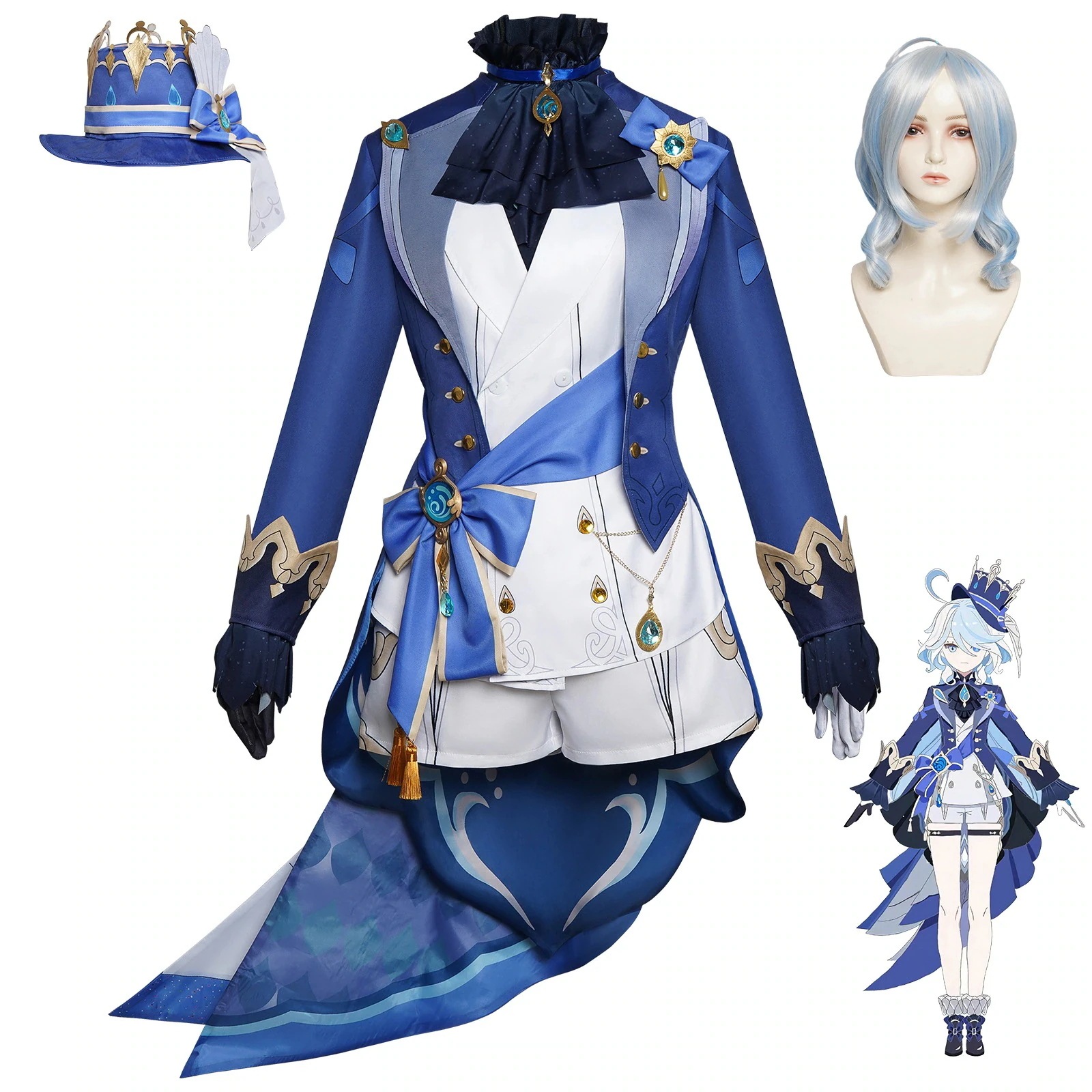 元神芙寧娜水神cos服楓丹新役芙カルロスコスプレ二次元コスプレ服