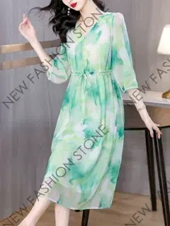 ワンピース夏2024新作フレンチ花柄ロングスカート-59