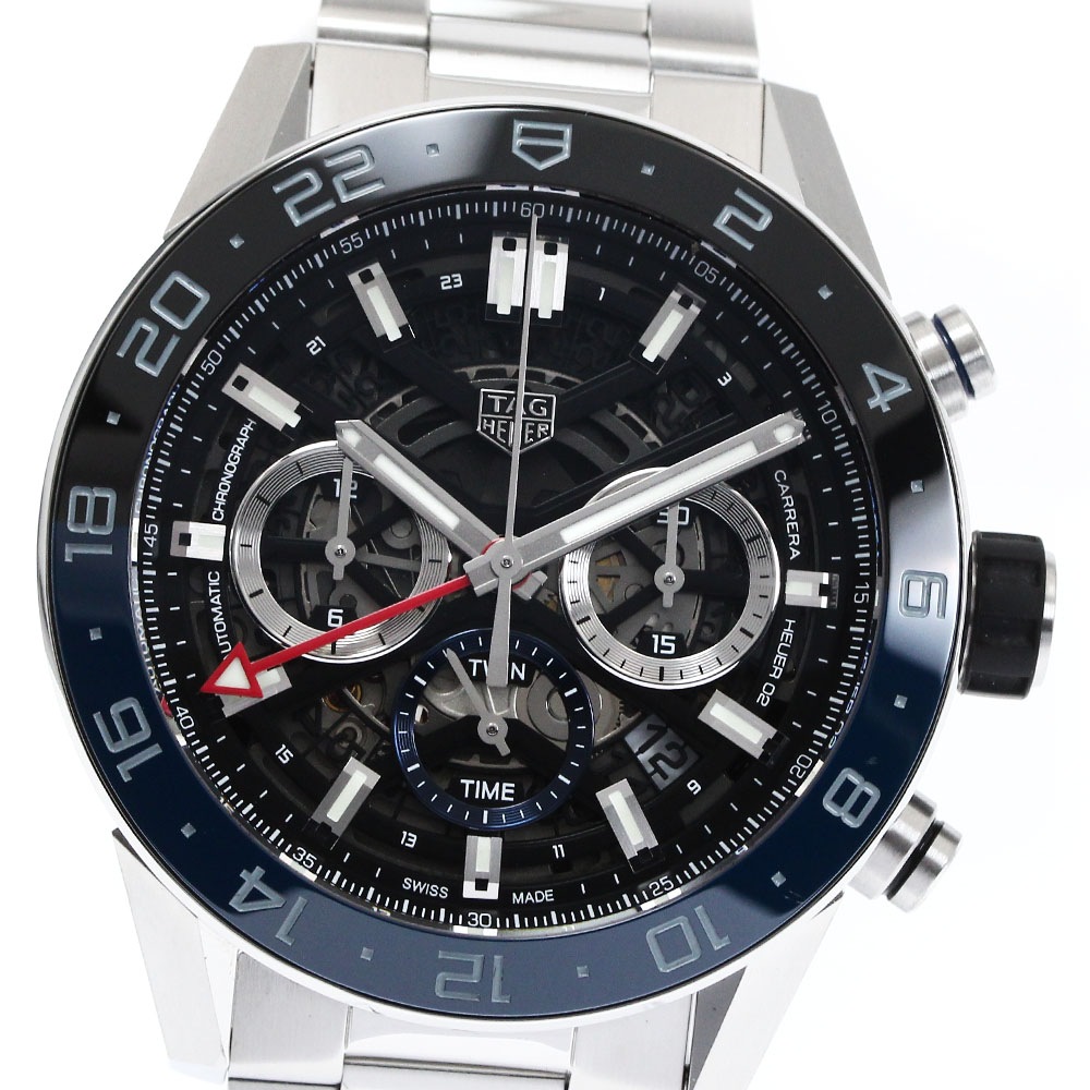 タグホイヤー TAG HEUER CBG2A1Z カレラ キャリバーHeuer02 GMT クロノグラフ 自動巻き メンズ 極美品 保証書付き_877011【中古】 229,275円