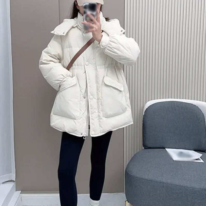 ダウンジャケット レディース 軽量 ダウンコート ライトダウン 無地 着痩せ ロング丈 フード付き ロングコート 防寒服 春コート オシャレ 保温 合わせやすい 普段着 4XL ブラウン ポリエステル