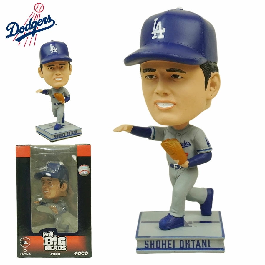 大谷翔平 ボブルヘッド シリアルナンバー入りFOCO 4.5インチ ミニ ビッグヘッド ボブルヘッド フィギュアMLB MINI BIG HEADS 4.5INCHグレ