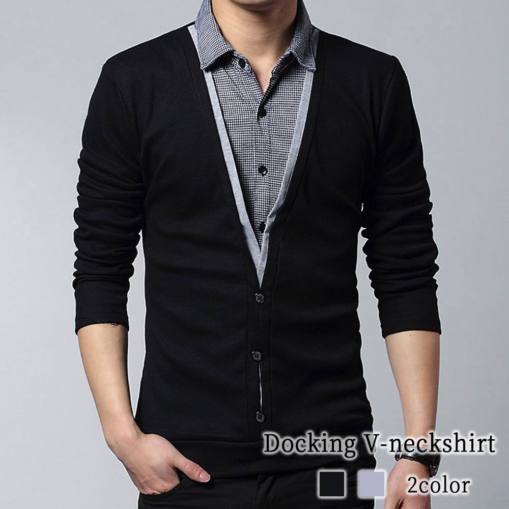 シャツ メンズ ドッキングVネックシャツ インナー 厚手 ビジネス フランネル 襟付き ブランド スーツ 大きいサイズ おしゃれ 暖かい フォーマル 白 派手 カジュアル 肌着 黒 オフィス443
