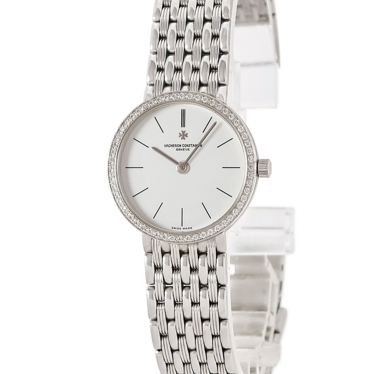 27593/454G-3 クオーツ レディース K18WG無垢 純正ダイヤ ヴィンテージ ラウンド 3年保証