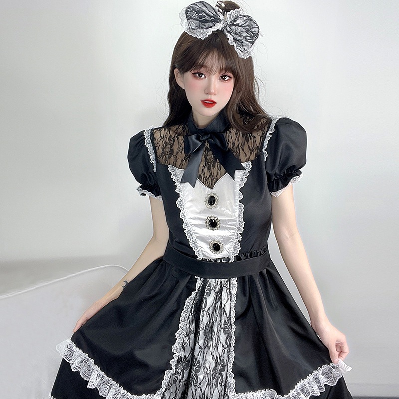 コスプレセクシーかわいいロリータ制服ワンピース黒チョコサンドイッチ超重工メイド服
