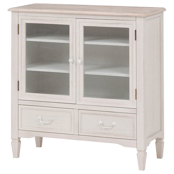 扉付きキャビネット（リビング収納/収納棚） 幅80cm 木製 引き出し収納付き アンティーク調 ブロカントシリーズ ホワイト（白） 26,705円