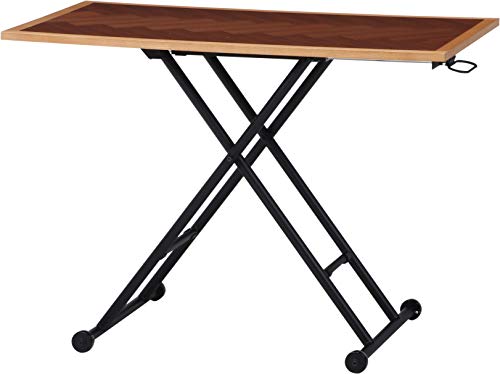 色：ブラウン/ナチュラル 不二貿易 昇降テーブル ガス圧 幅100cm 高さ12*70cm ブラウン