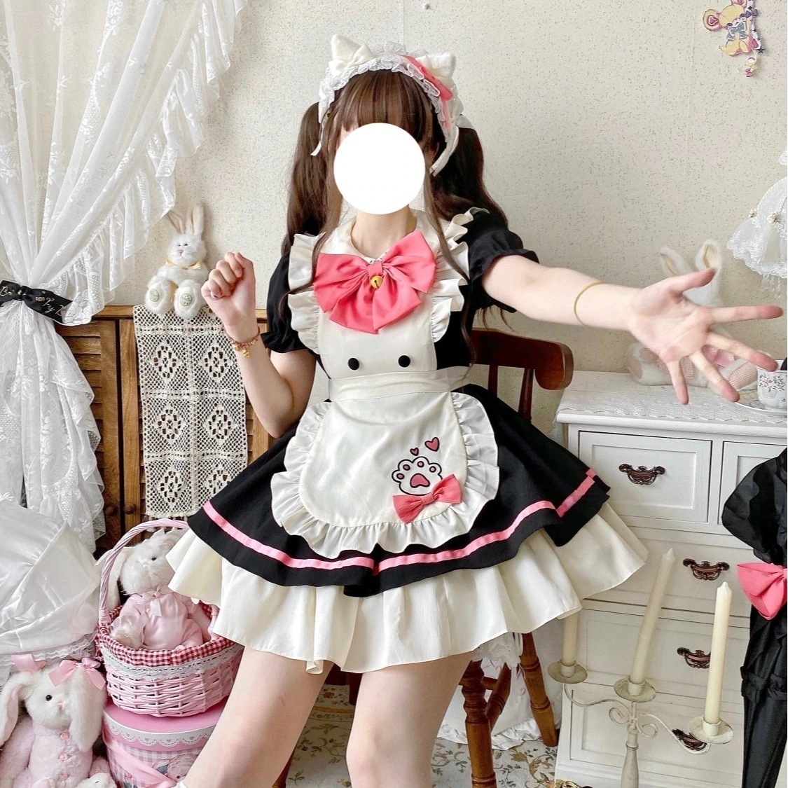 人気No.1!新作登場 可愛い メイド服 仮装 ロリータ二次元服 レディース 大人レスダークjskスリングドレスメイドロリータワンピースエプロン30%までに制限