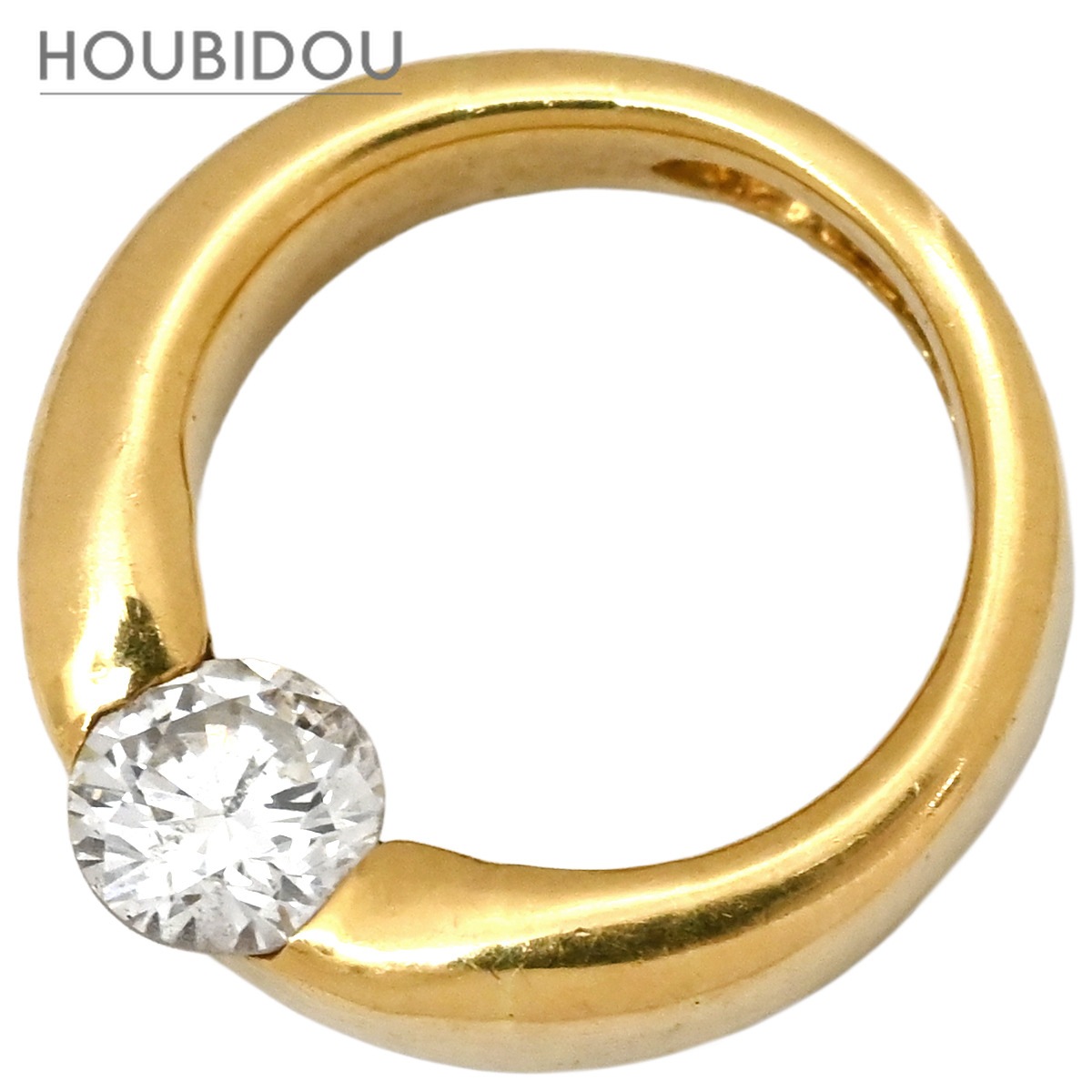 ペンダントトップ ダイヤ 0.19ct イエローゴールド Au750 18K 1P 1石 1粒 ソリティア サークル リングモチーフ 【中古】