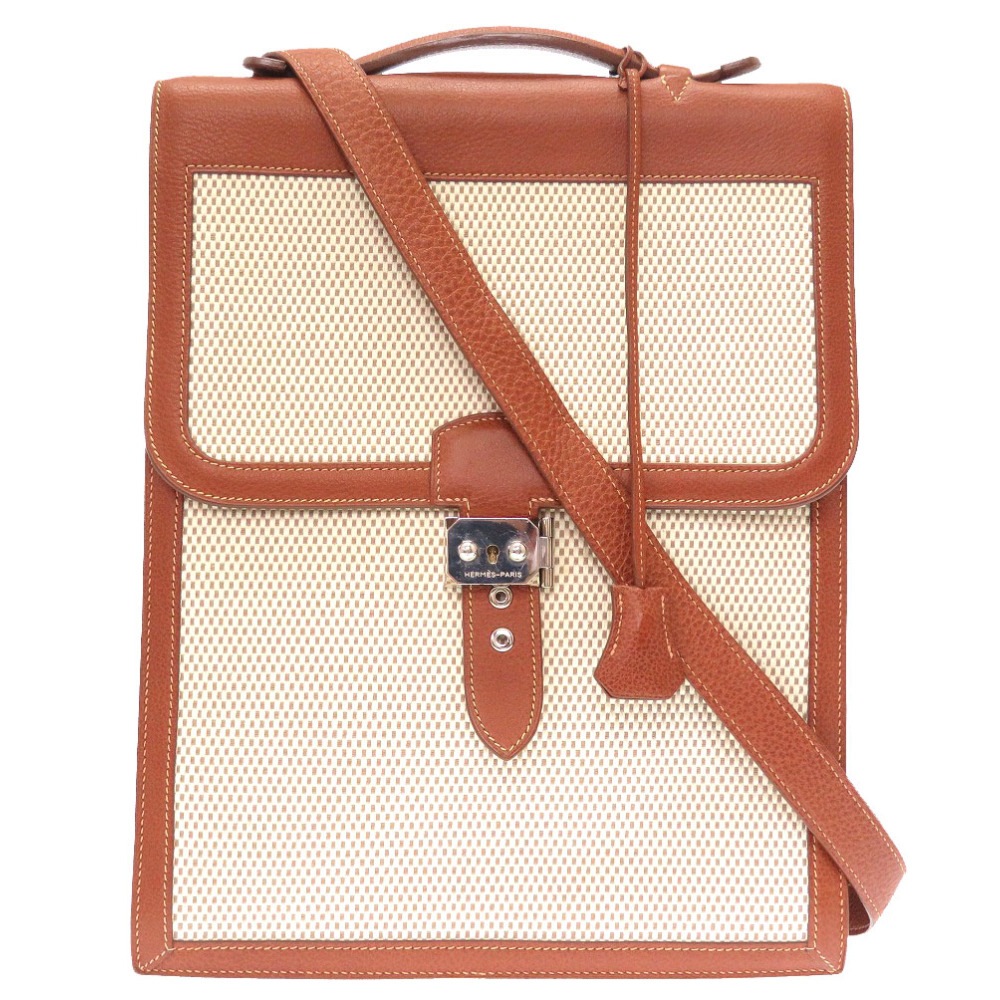 美品 サックアデペッシュDPLG ショルダーバッグ ブッフル/トワルアッシュ ブラウン G刻印 0017【中古】 メンズ