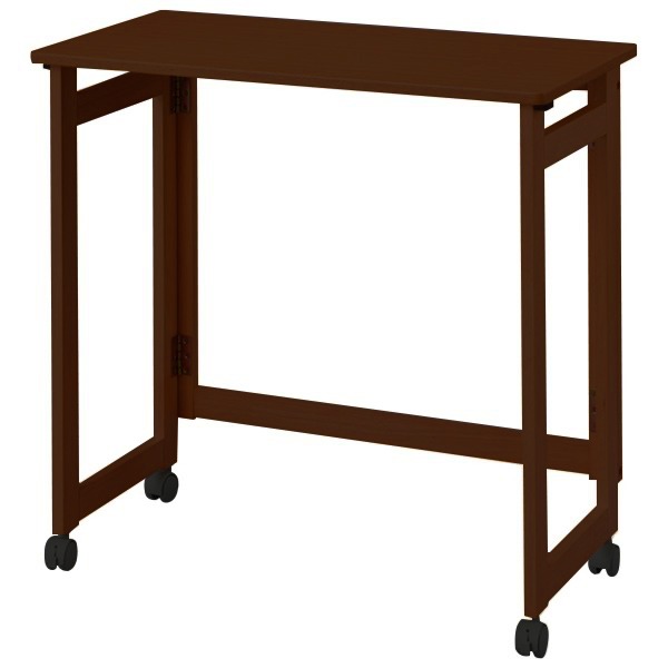 折りたたみテーブル/センターテーブル [高さ75.5cm ダークブラウン] 木製脚付き 組立品