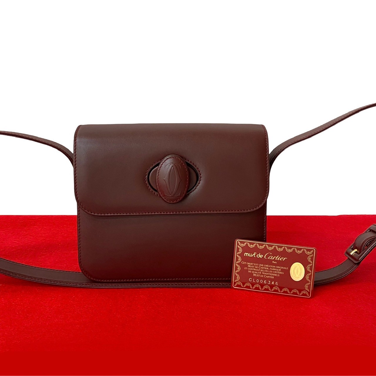 ヴィンテージ マストライン ターンロックショルダーバッグ レザー ワインレッド a37-5