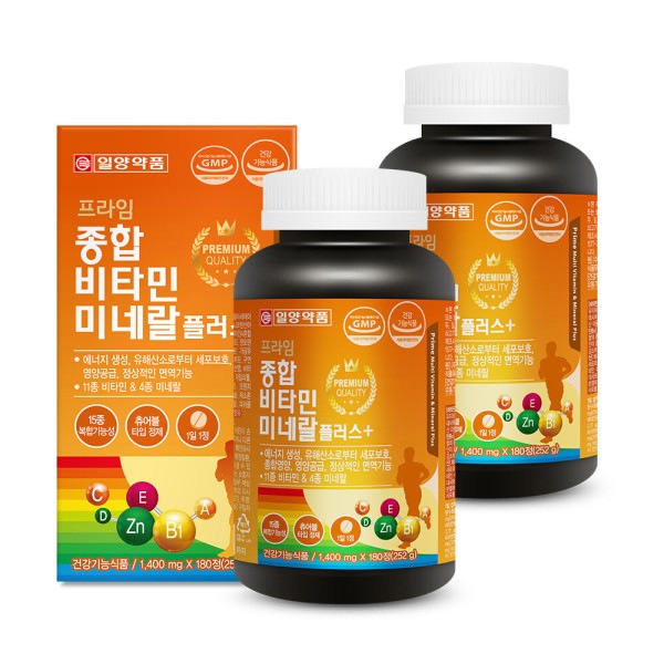 イルヤン薬品 プライム総合ビタミン ミネラルプラス 180錠 2箱 / 大容量マルチビタミンC ビタミンD 亜鉛