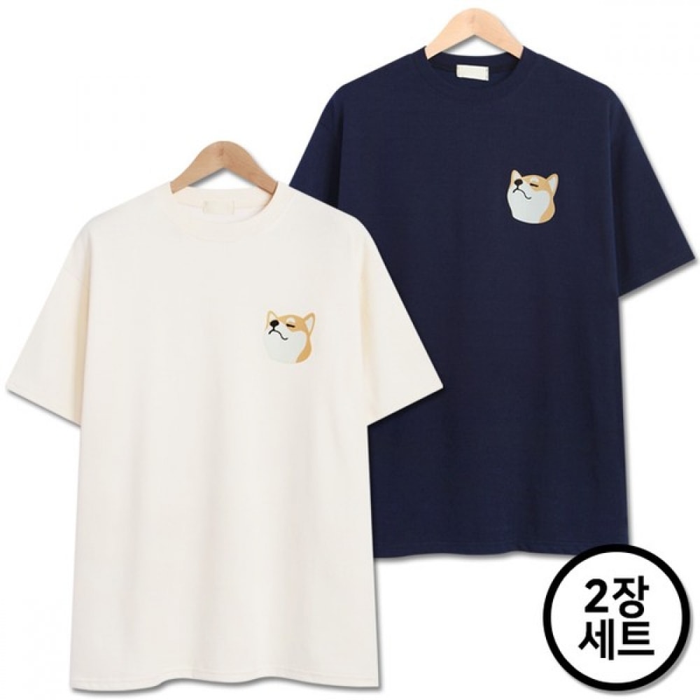 (トップボーイ) ミニシバエンブロイダリーオーバーフィットショートスリーブ Tシャツ 2枚セット (BTBS_860)