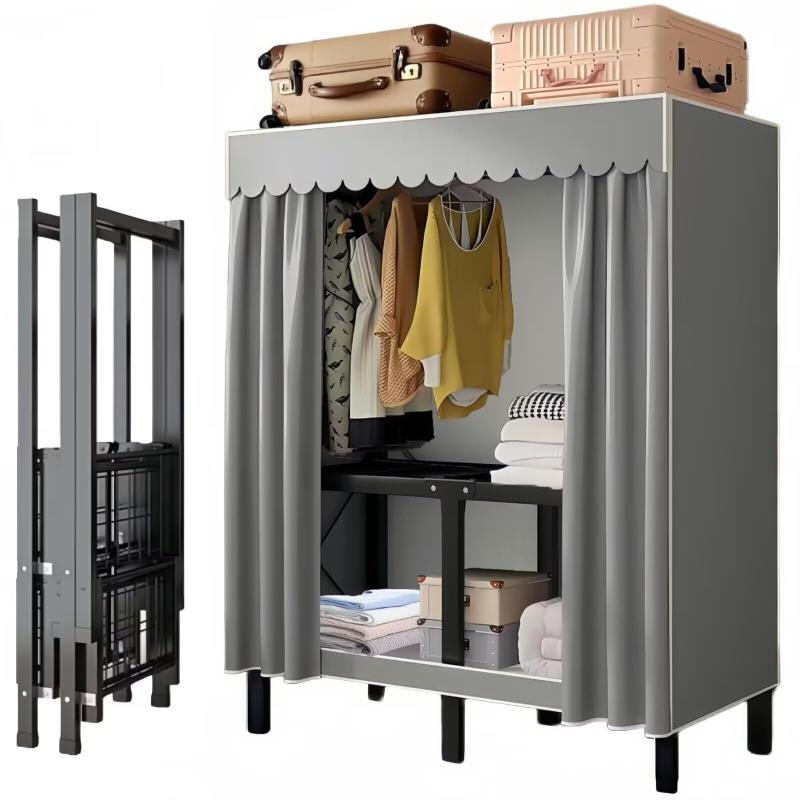 ワードローブ クローゼット カバー付き ハンガーラック 大容量 幅80x奥行き48x高さ172.6CM 折りたたみ式 衣類収納ラック 洋服棚 整理棚 防水 防塵 防汚 耐用 多機能 省スペース ワンル