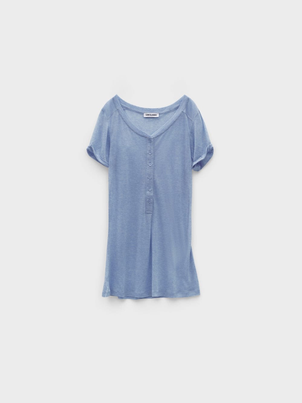 【LOW CLASSIC】26SS BUTTON-UP JERSEY LONG T-SHIRT : BLUE