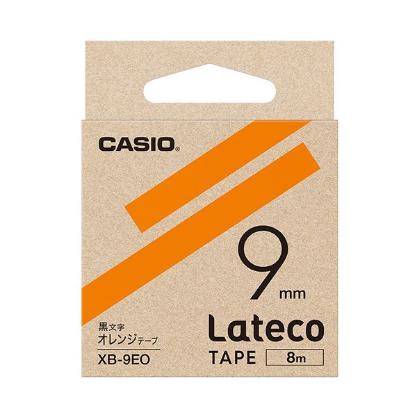 （まとめ）カシオ ラテコ 詰替用テープ9mm8m オレンジ/黒文字 XB-9EO 1個(10セット)