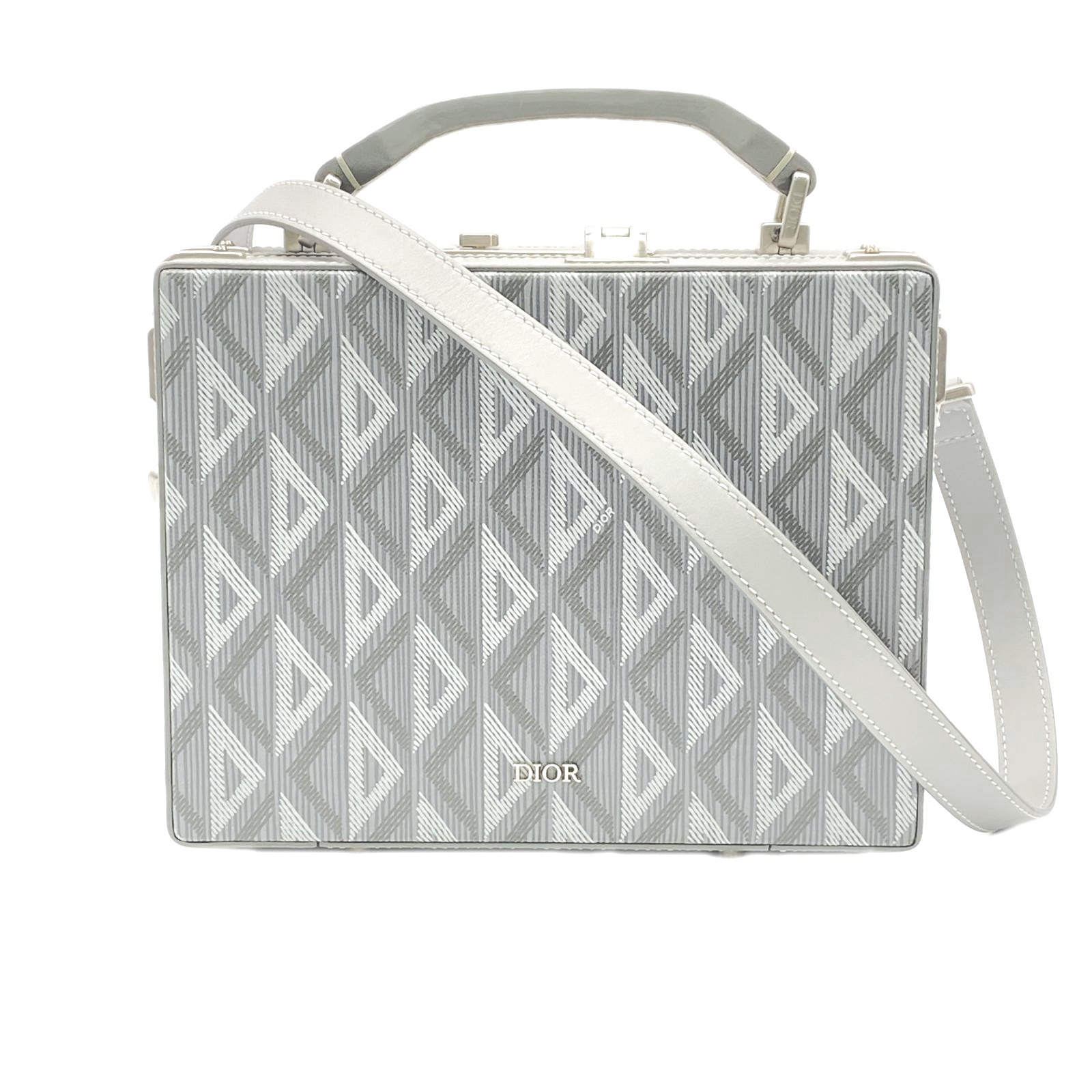 3日以内返品可 美品 2wayハンドバッグ レザー CDダイヤモンド ロックケース 1LXBR163CDP_H43E グレー レザー レディース