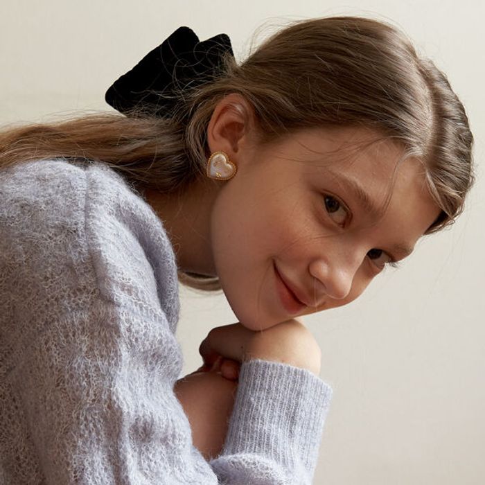 [Silver 925] Heart Milky Way Pearl Earrings おしゃれ ピアス 韓国ファッション