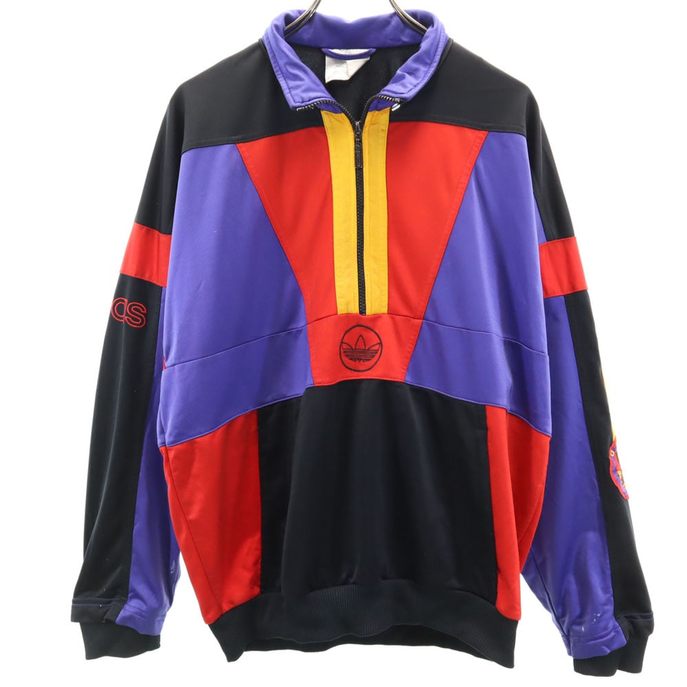 80s ヴィンテージ 万国旗タグ マルチカラー トレフォイルロゴ トラックジャケット M フード欠損 メンズ