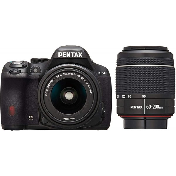 【中古】ペンタックス PENTAX K-50 ダブルズームキット ブラック SDカード付き