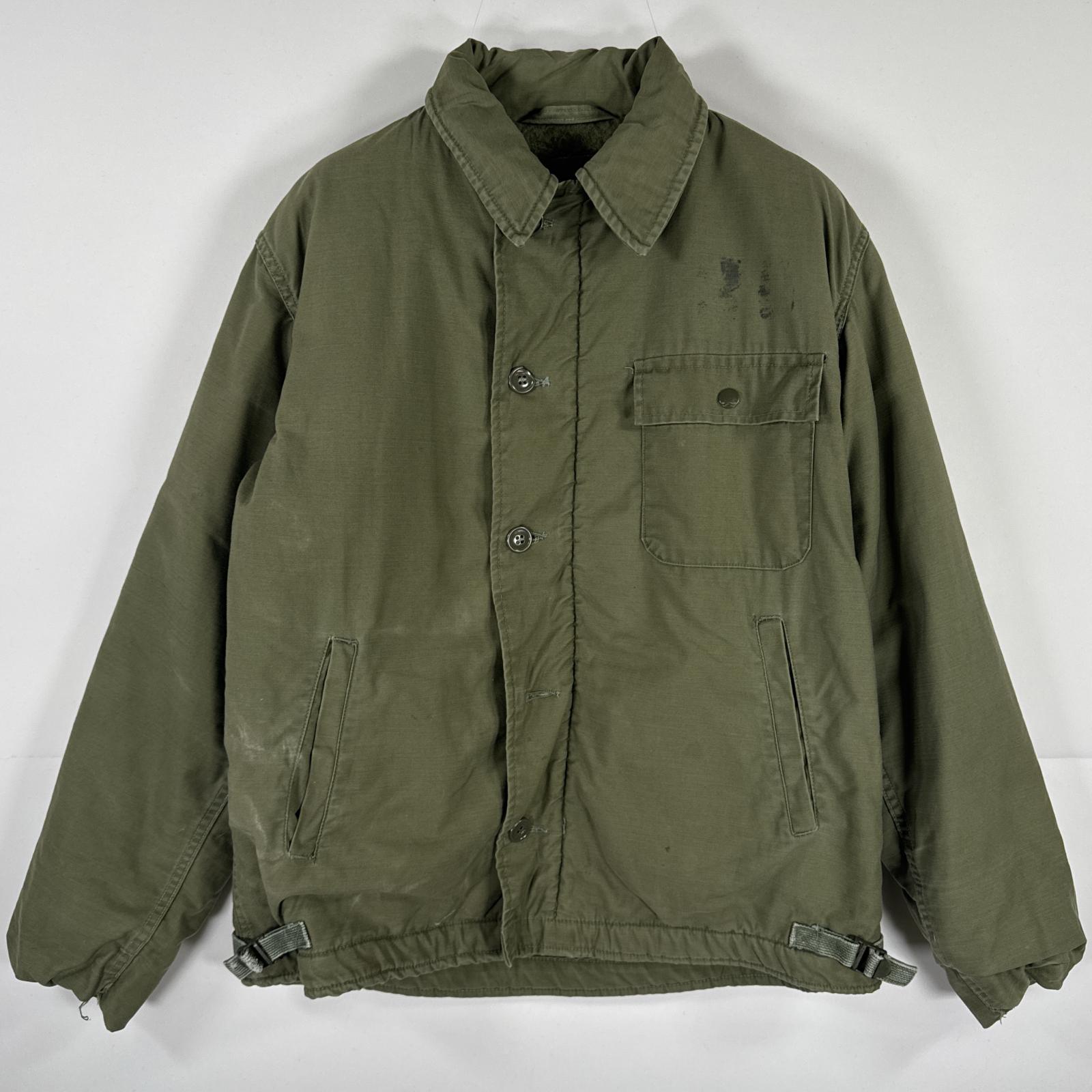 古着 60s/60年代 ヴィンテージ ミリタリージャケット A-2 デッキジャケット コットン 米軍 実物 medium 38-40 M オリーブグリーン メンズ