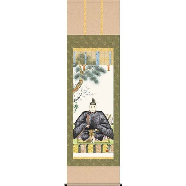 掛軸/慶祝縁起画/天神/天神/奥村精園/白翠会/洛彩緞子本表装/尺五サイズ幅54.5cm/桐箱畳紙収納/表装品質十年保証