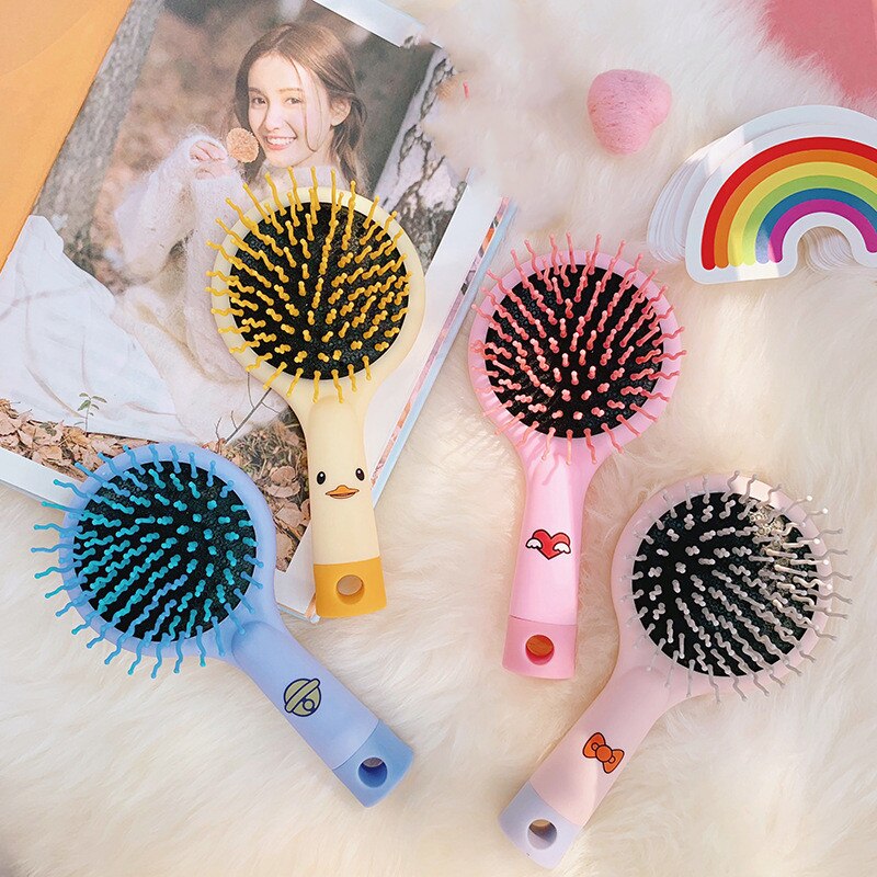 韓国ファッションかわいい櫛エアークッションマッサージ櫛ミラー女の子ハートミニコーム 福袋を1枚プレゼントかわいい櫛2025