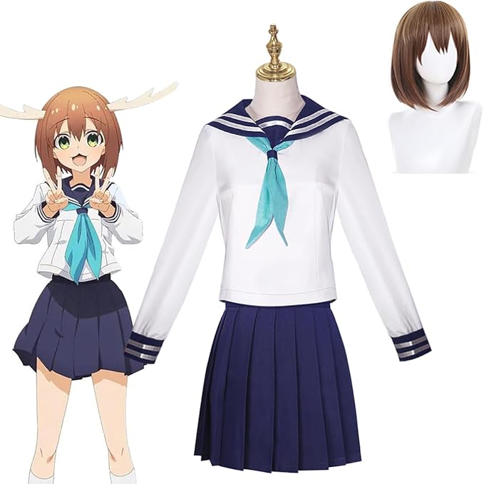 しかのこのこのここしたんたん 鹿乃子 のこ 虎視虎子 コスプレ衣装 ウィッグ付き 制服 ハロウィン クリスマス パーティー アニメ 仮装 学園祭 文化祭 漫遊展 撮影用 コスプレ 祭り