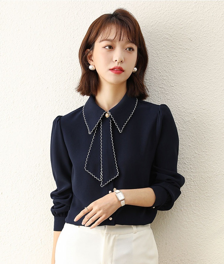 トップス ブラウス 袖あり 長袖 ポロ襟 大人可愛い きれいめ シンプル カジュアル 大人 上品 おしゃれ かっこいい レトロ 大人可愛い 大人女子 こなれ感 無地 春 入学式 入園式 卒業式 卒園式