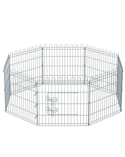 FEANDREA ペットサークル 小型犬 ワイヤーサークル 折り畳み式 カタチ変更可 8枚パネル 室内外兼用 組立簡単 ドア付 犬ケージ ペット