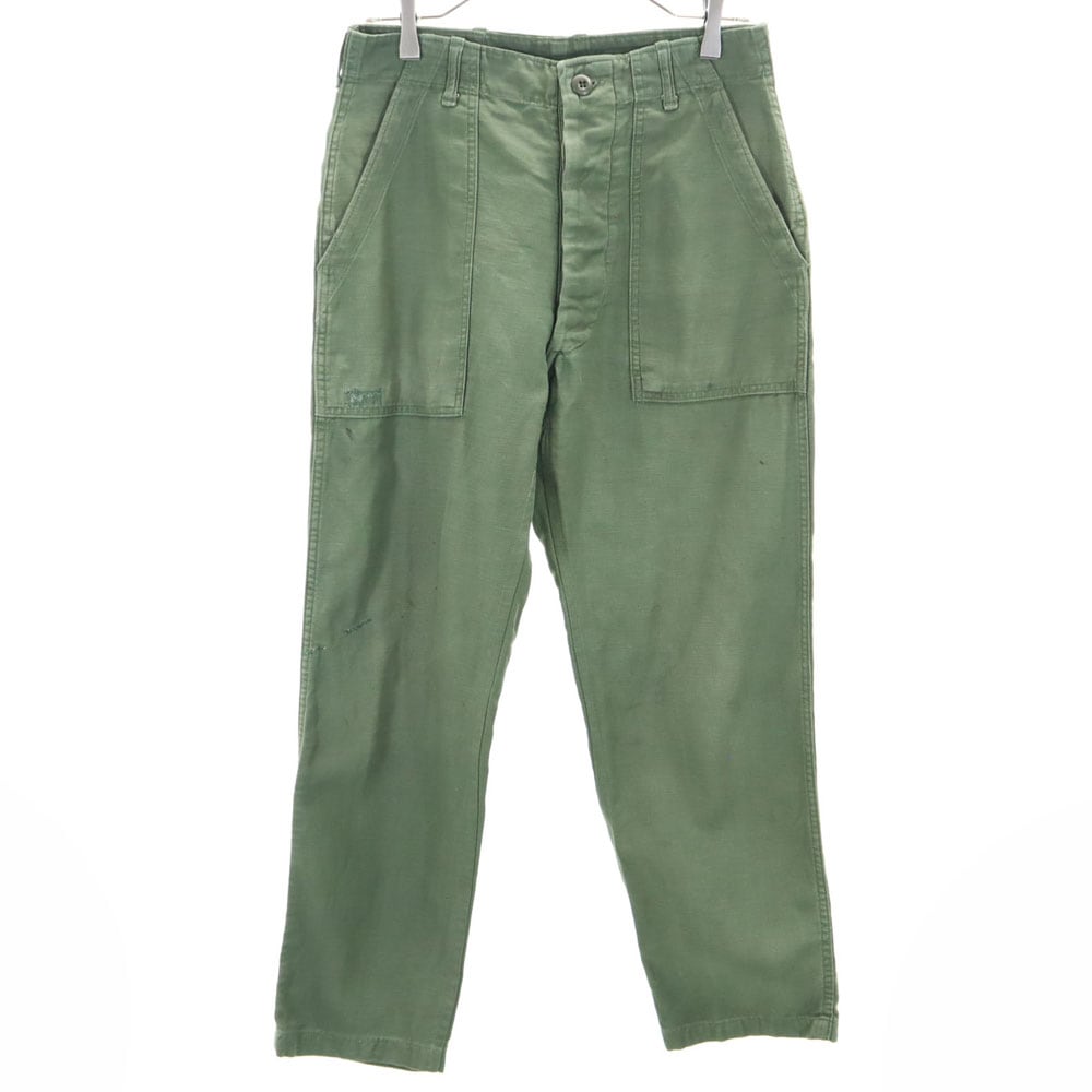 アメリカ軍 70s DSA コットンサテン ヴィンテージ ベイカー パンツ W30 カーキ US ARMY ミリタリー ボタンフライ メンズ