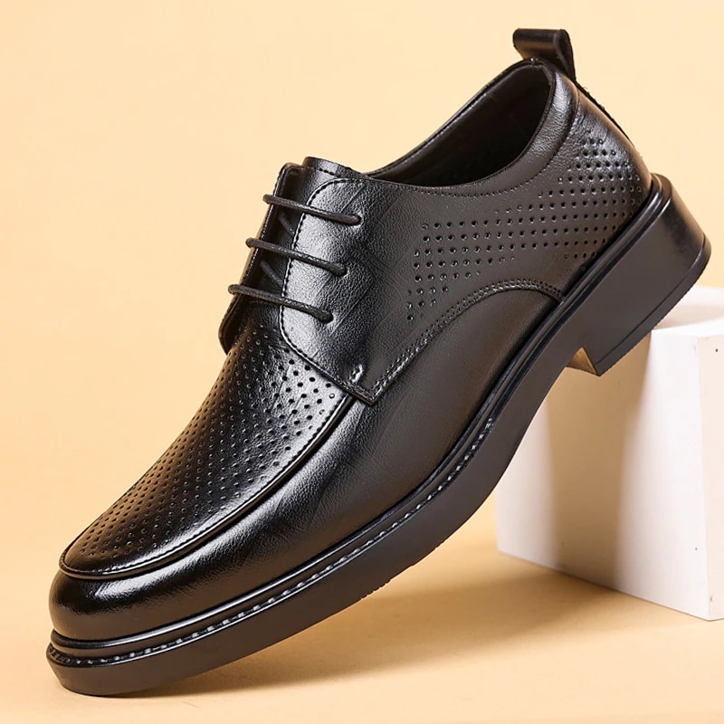 メンズレザーシューズ中空通気性ビジネスフォーマルカジュアルシューズ英国スタイルサンダルホールシューズ
