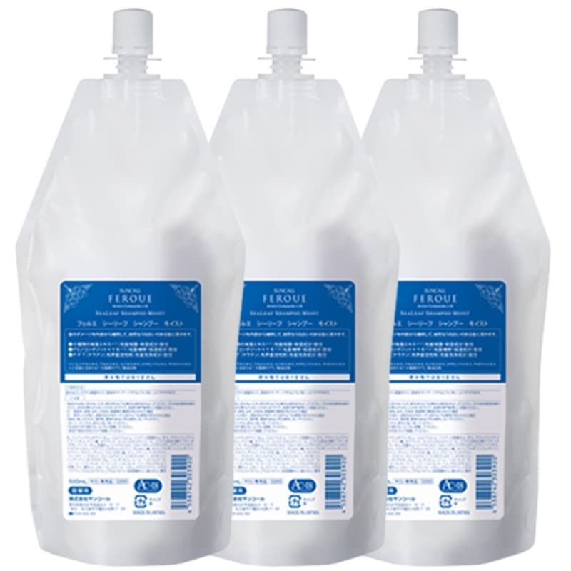 フェルエ シーリーフ シャンプー モイスト 500ml ×3個 セット 詰め替え フローラルムスク アミノ酸 うるおい サロンシャンプー ダメージ 保湿 ケラチン フローラルムスク さらさら髪
