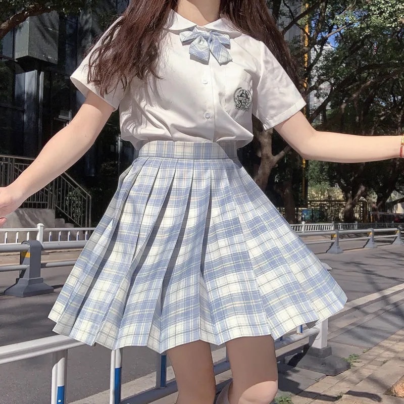 jk制服スーツ チェック柄スカート 夏 ハーフスカート 学生服 中学生 Jkシャツ プリーツスカート
