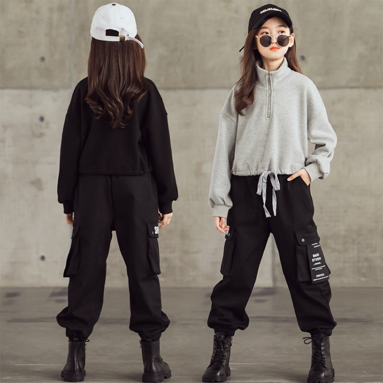 韓国 子供服 ダンス衣装 キッズ ヒップホップ 派手 女の子 トップス 長ズボン パンツ 子供 チアガール kids dance 原宿 jazz 練習着 団体服 応援団 演奏会 人気 発表会