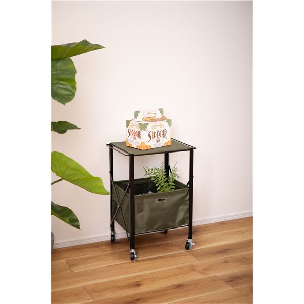 フォールディングテーブルワゴン 約W39.5xD30xH55cm グリーン 組立品