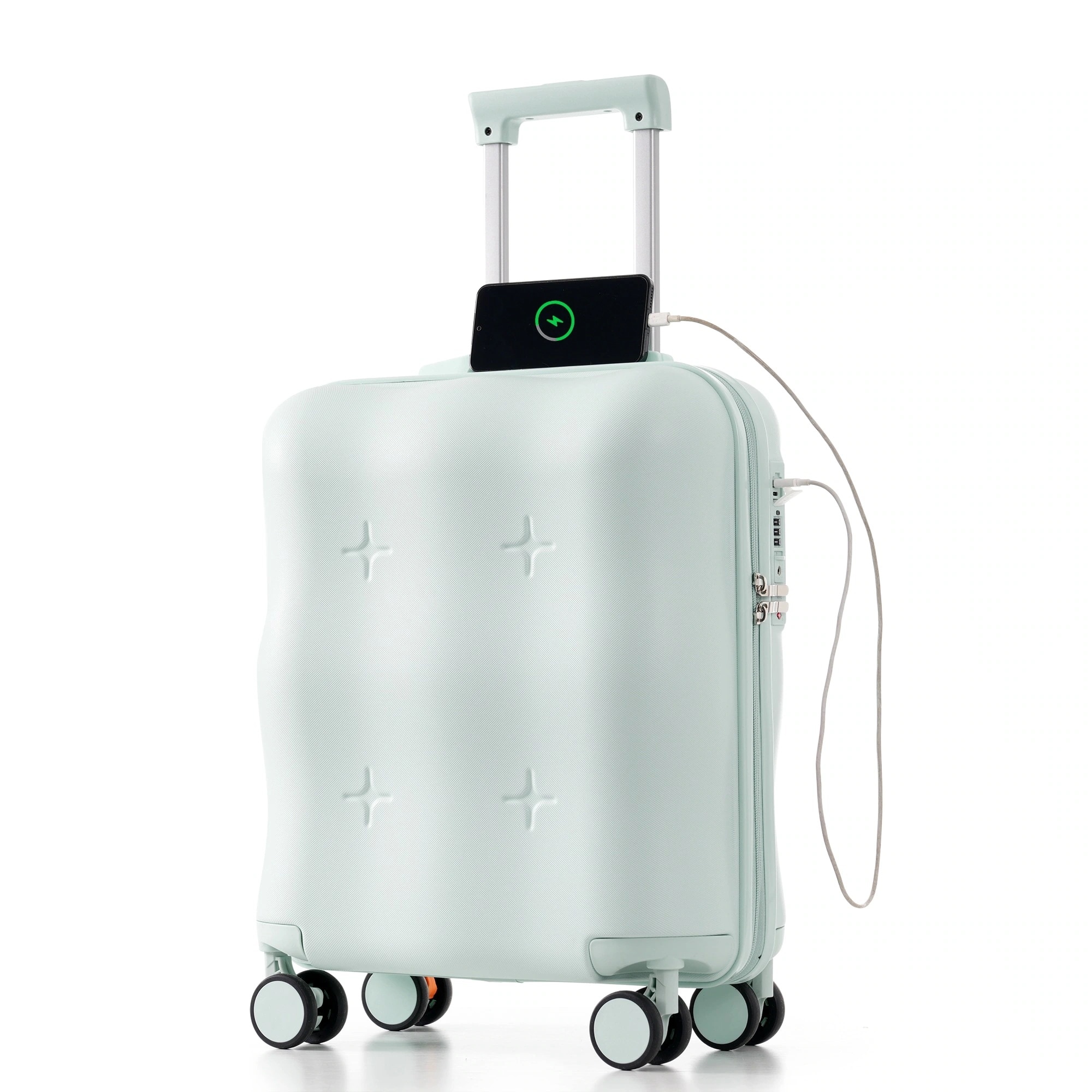 スーツケース キャリーバッグ キャリーケース Sサイズ 小型 超軽量 ファスナー式 TSAロック搭載 フック機能付き 360度回転 旅行 おしゃれ 人気色GG2378 Green ABSG