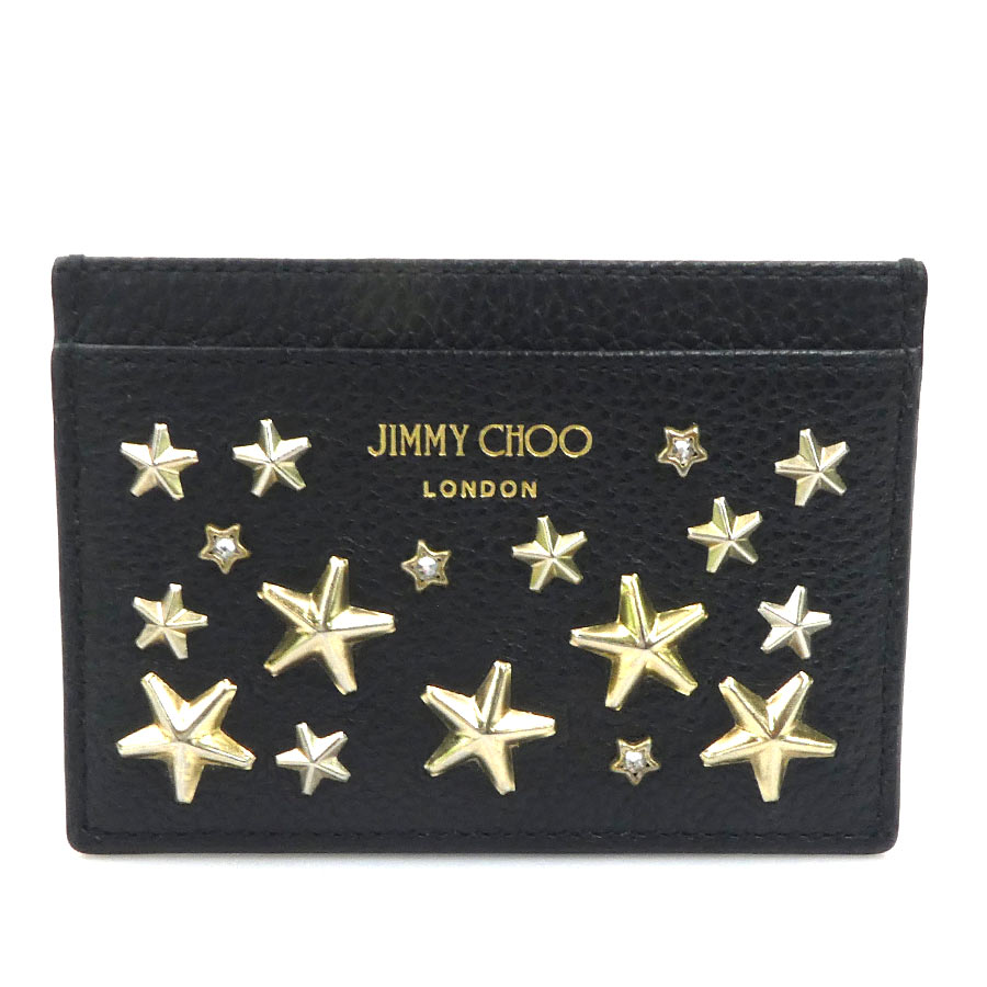 ジミーチュウ JIMMY CHOO カードケース レザー ブラック レディース r11098a