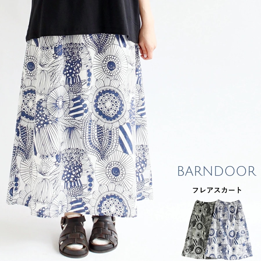 【送料無料】 BARNDOOR コットンローン モノフラ柄 プリント スカート 春 夏 秋 冬 ボトムス バーンドア 65-1175085G-Flower