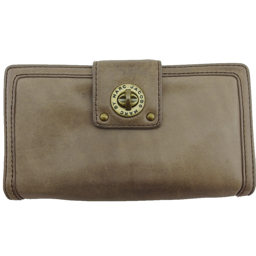 長財布 ターンロック マークバイマークジェイコブス グレー 灰色 ブラウン レディース 中古