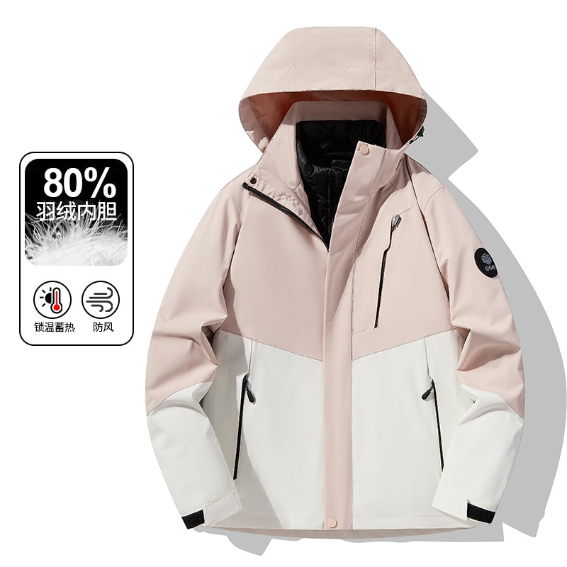 11 3人のダウンライナーハードシェルシーラントアウトドア防水ジャケット男性と女性向けのマルチポケットマウンテンワークジャケット r n1001-メンズライスウサギ灰色 r n1002-メンズア